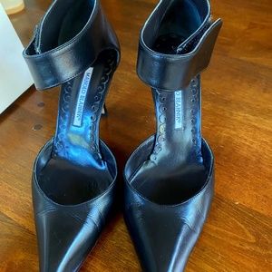 Black Manolo Ankle Strap Heels